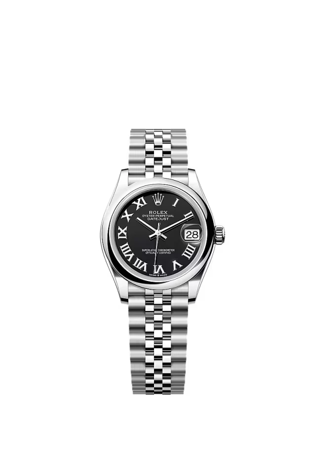 Pre-owned Rolex Datejust 31mm Jubilee Smooth Black Roman Dial