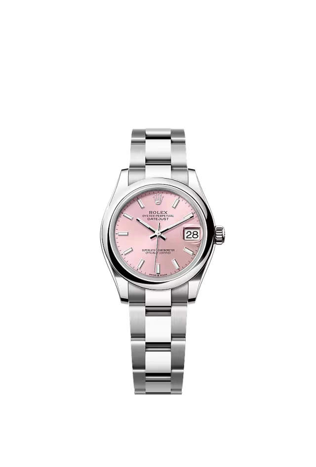 Pre-owned Rolex Datejust 31mm Oyster Smooth Pink Baton Dial