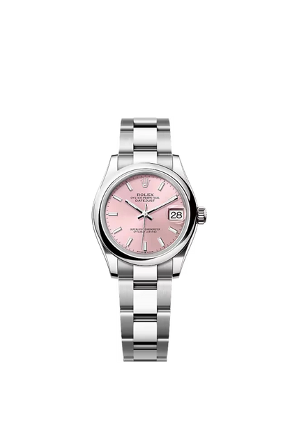 Pre-owned Rolex Datejust 31mm Oyster Smooth Pink Baton Dial
