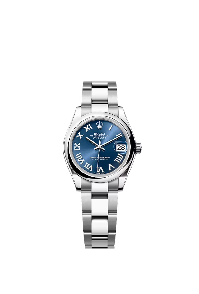 Pre-owned Rolex Datejust 31mm Oyster Smooth Blue Roman Dial