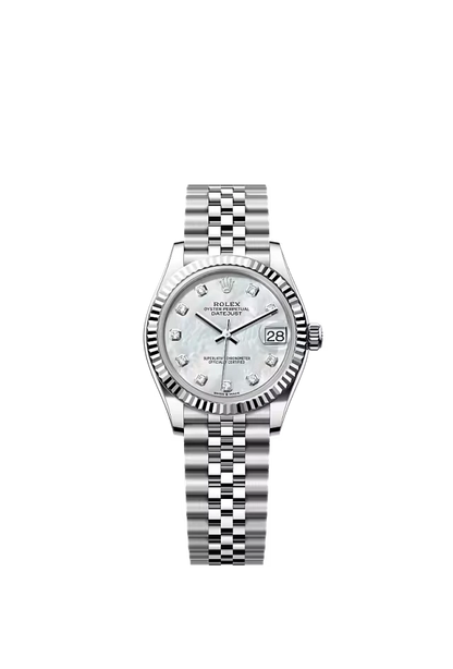 Pre-owned Rolex Datejust 31mm Jubilee Fluted Mother Of Pearl Diamond Dot Dial