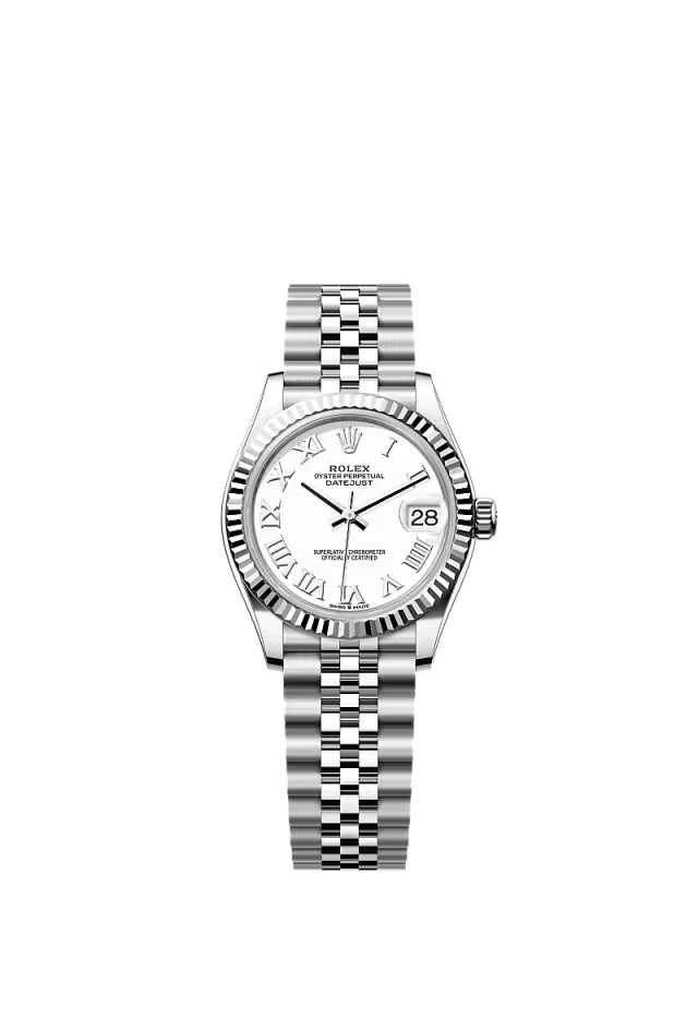 Pre-owned Rolex Datejust 31mm Jubilee Fluted White Roman Dial
