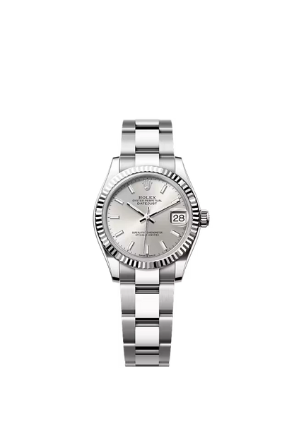 Pre-owned Rolex Datejust 31mm Oyster Fluted Silver baton Dial