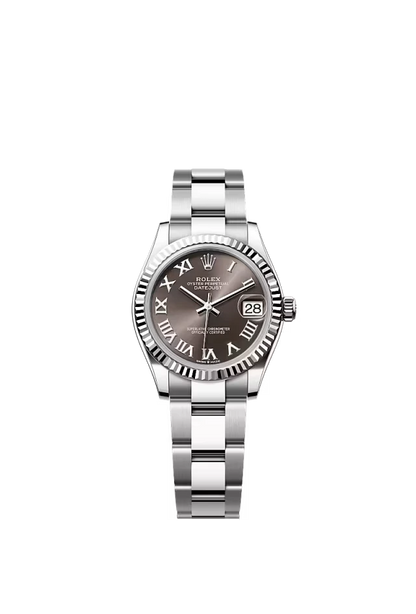 Pre-owned Rolex Datejust 31mm Oyster Fluted Dark Grey Roman Dial