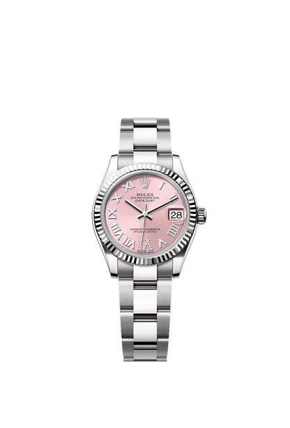Pre-owned Rolex Datejust 31mm Oyster Fluted Pink Diamond Roman Dial
