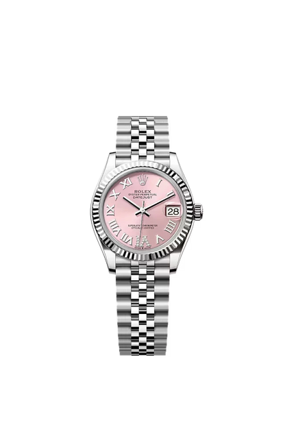 Pre-owned Rolex Datejust 31mm Jubilee Fluted Pink Diamond Roman Dial