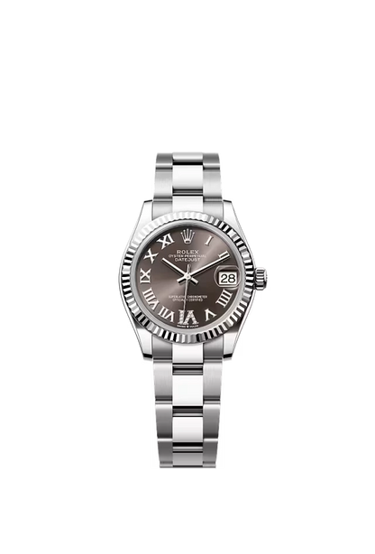 Pre-owned Rolex Datejust 31mm Oyster Fluted Dark Grey Diamond Roman Dial