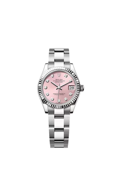 Pre-owned Rolex Datejust 31mm Oyster Fluted Pink Diamond Dot Dial