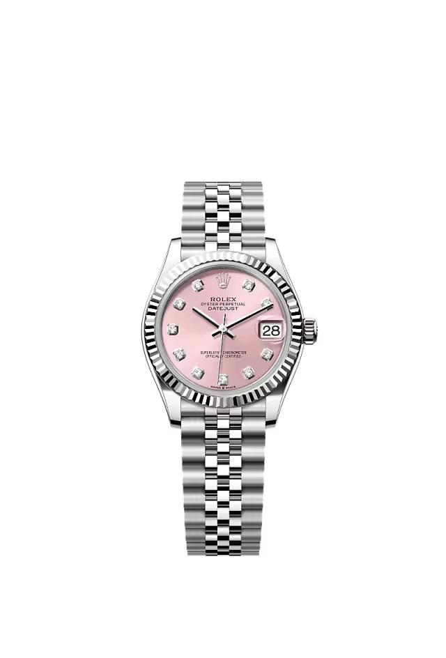 Pre-owned Rolex Datejust 31mm Jubilee Fluted Pink Diamond Dot Dial 278274-0032