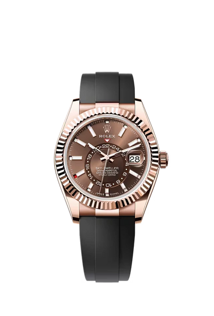 Pre-owned Rolex Sky-Dweller Rose Gold Oysterflex 42MM