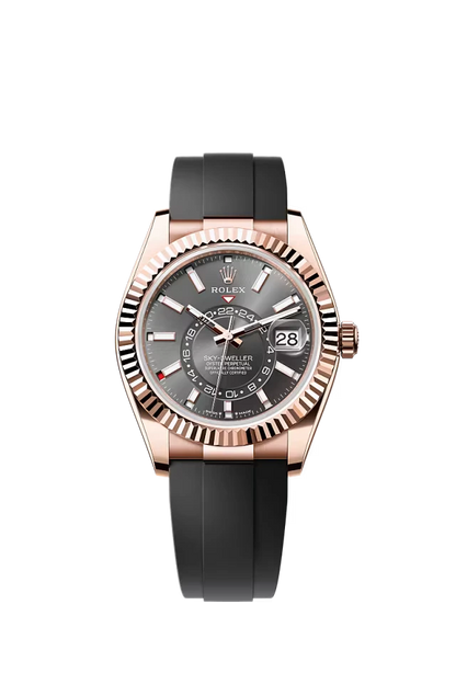 Pre-owned Rolex Sky-Dweller Rose Gold Oysterflex 42MM