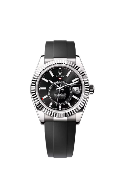 Pre-owned Rolex Sky-Dweller 42MM White Gold Oysterflex Black Dial