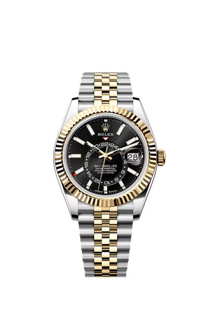 Pre-owned Rolex Sky-Dweller 42MM Steel & Gold Jubilee Black Dial