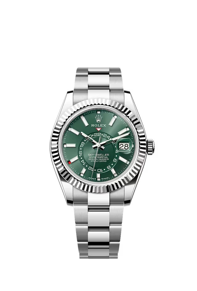 Pre-owned Rolex Sky-Dweller 42MM Oyster Green Dial