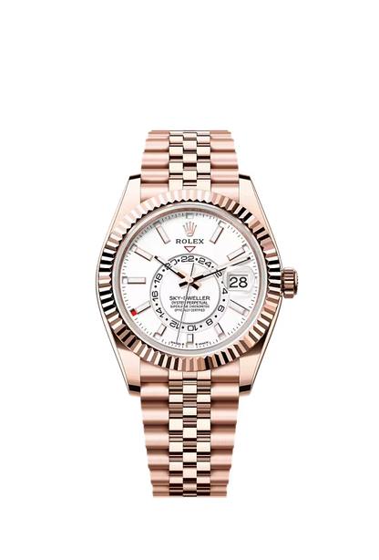 Pre-owned Rolex Sky-Dweller Rose Gold Jubilee 42MM White Dial