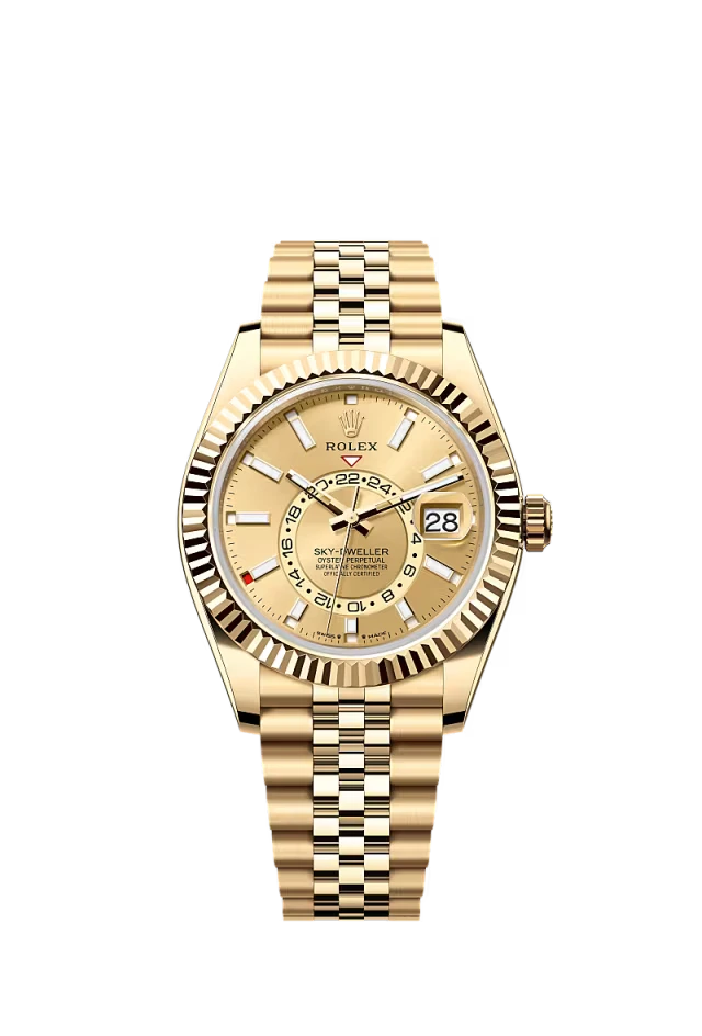 Pre-owned Rolex Sky-Dweller 42MM Jubilee Yellow Gold Champaign Dial