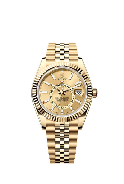 Pre-owned Rolex Sky-Dweller 42MM Jubilee Yellow Gold Champaign Dial