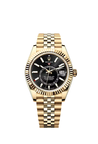 Pre-owned Rolex Sky-Dweller 42MM Jubilee Yellow Gold Black Dial