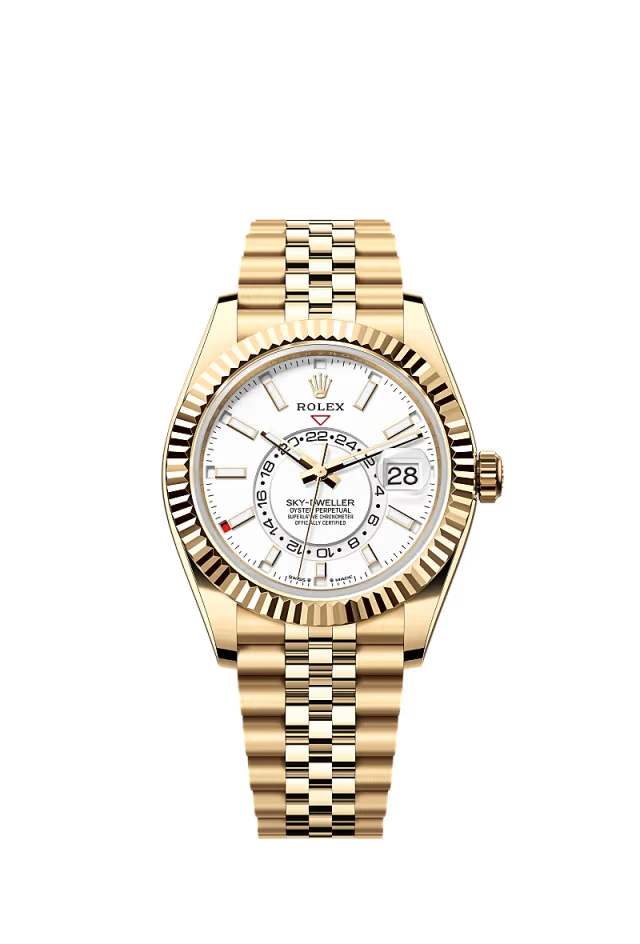 Pre-owned Rolex Sky-Dweller 42MM Jubilee Yellow Gold White Dial