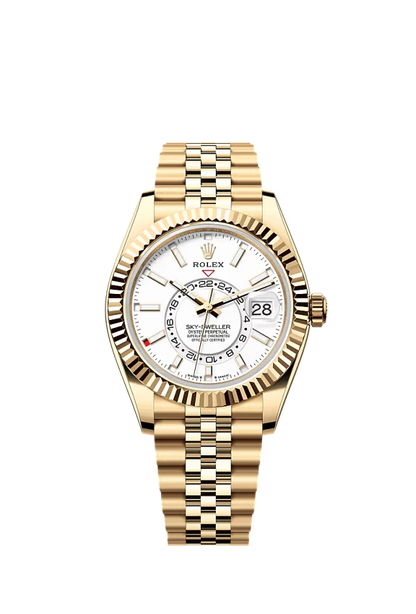 Pre-owned Rolex Sky-Dweller 42MM Jubilee Yellow Gold White Dial