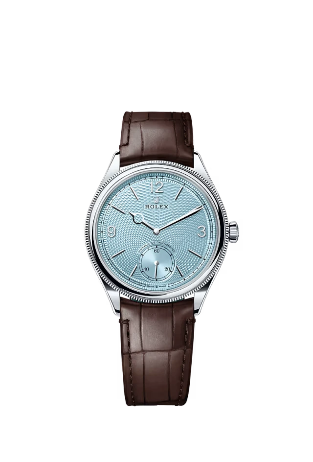 Pre-owned Rolex 1908 Platinum 39mm Brown Alligator Strap