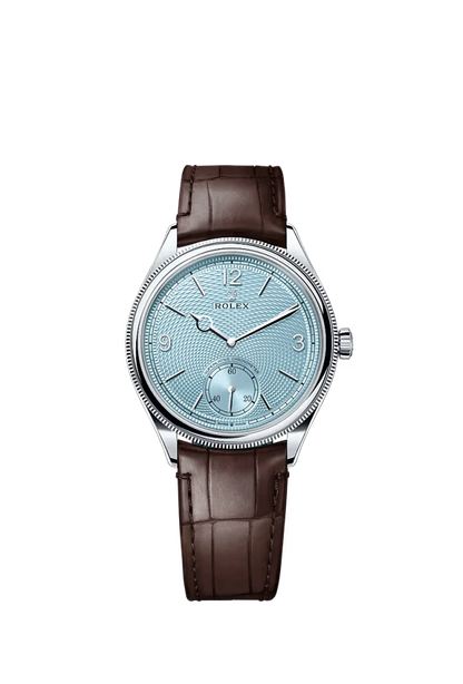 Pre-owned Rolex 1908 Platinum 39mm Brown Alligator Strap