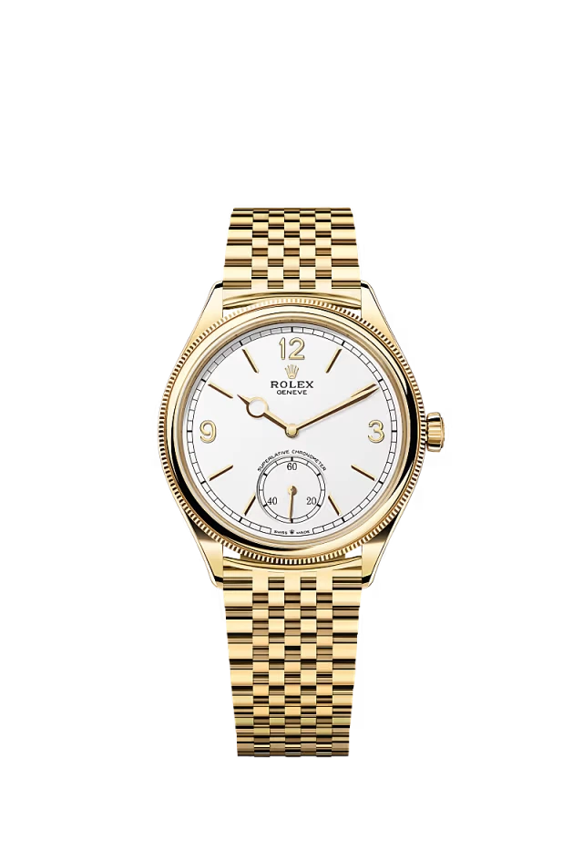 Pre-owned Rolex 1908 Yellow Gold 39mm White Dial Settimo Bracelet