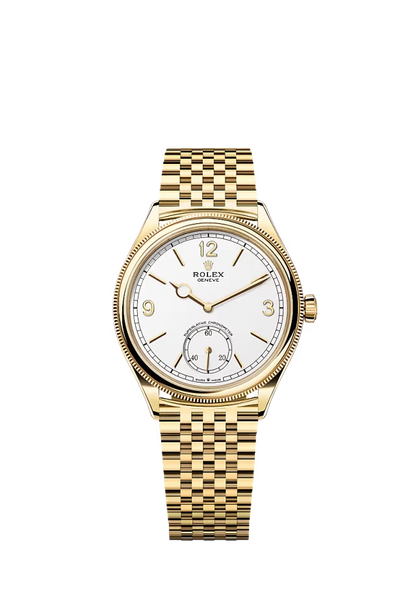 Pre-owned Rolex 1908 Yellow Gold 39mm White Dial Settimo Bracelet