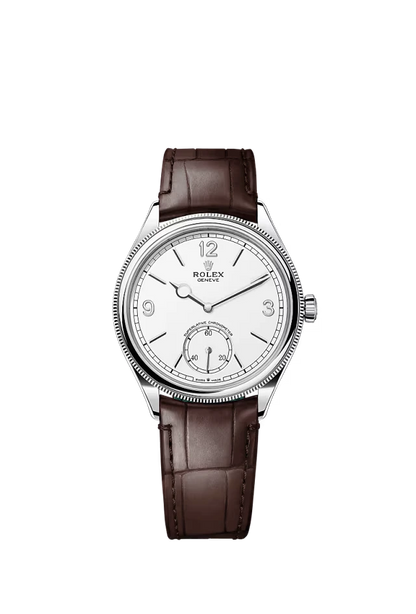 Pre-owned Rolex 1908 White Gold 39mm Brown Alligator Strap